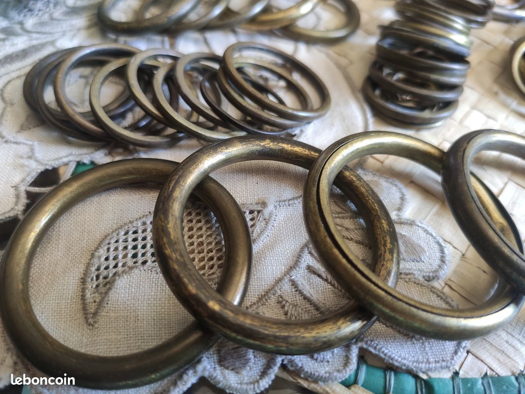 Anneaux Pour Tringle à Rideaux 30 mm, Bronze, Avec Pince Et Crochet X 10 - Maison