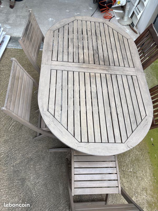 Table en bois de jardin excellent état + 5 chaises (image 3)