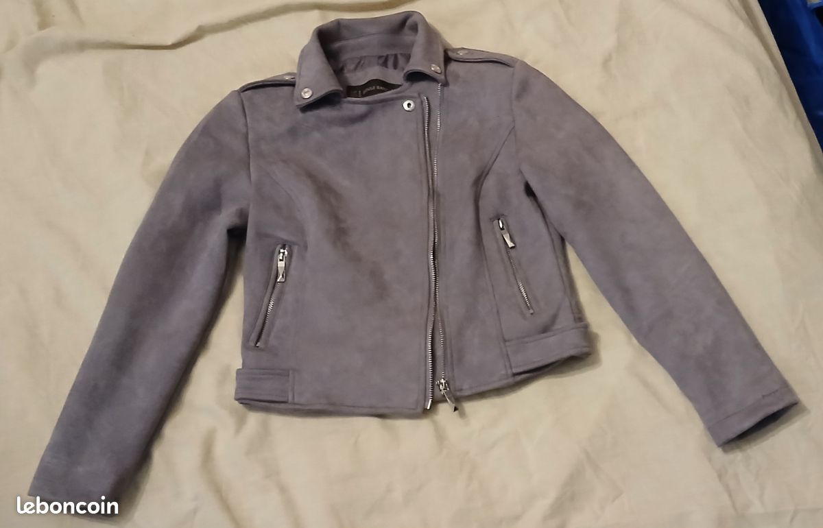 Veste femme style perfecto mode grise Vêtements