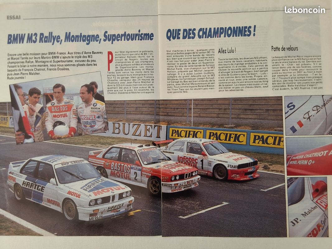 Essais d'époque de 1991 BMW M3 Francis Dosières, François Chatriot, Michel Perin, Jean-Pierre Malcher, Lucien Guitteny....Garage Benoît, Hartge, (image 2)