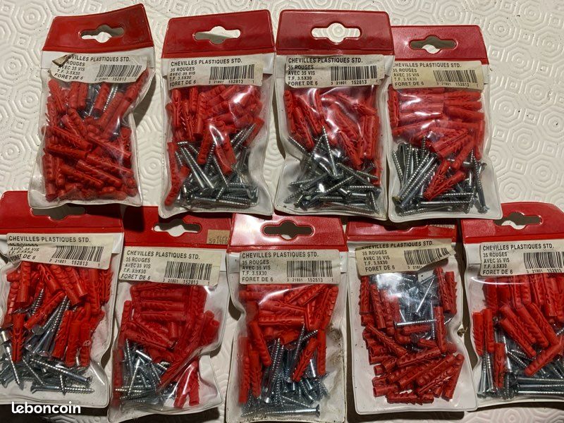 Chevilles plastiques std. 35 rouges avec 35 vis t.f. 3.5x30 (image 3)
