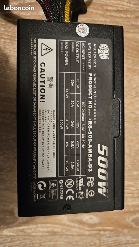 🟢 Alimentation PC 500W Semi-Modulaire — Cooler Master Silent Pro M500 (80 PLUS / Silencieuse) (image 2)