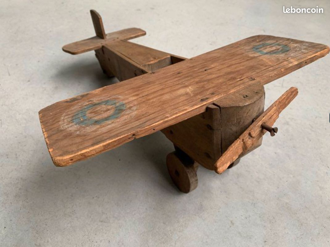 Avion En Bois Vintage – 30 Cm – Sculpté à La Main – Déco Rétro Pour Maison Ou Cadeau