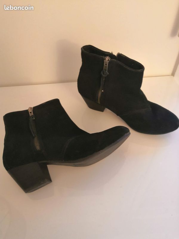 Bottines femme daim noir (39) (image 2)