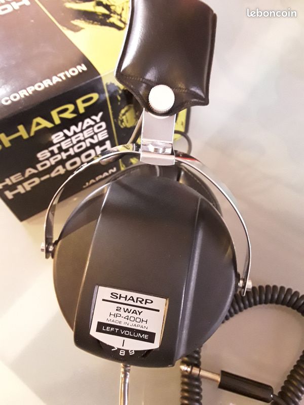 Casque Stéréo Vintage Sharp HP-400H, 2 Voies, Japon, Années 70, Neuf (ouvert)