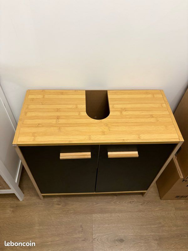 Meuble sous évier noir et bois (image 2)