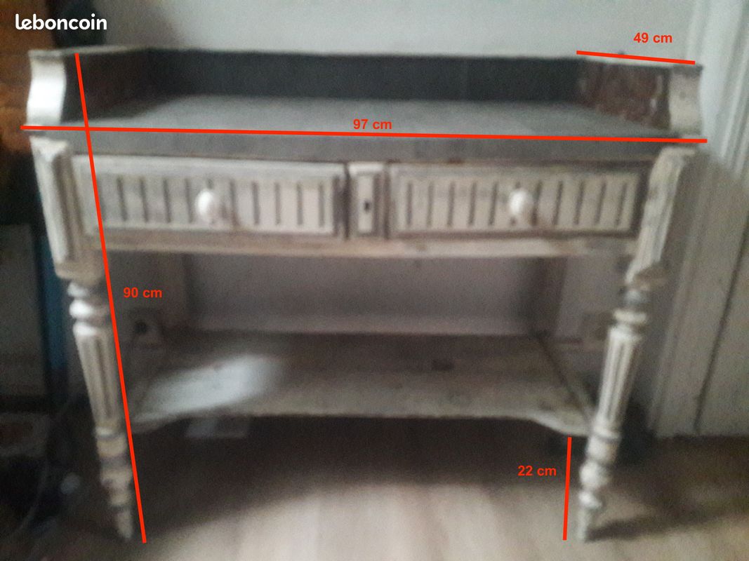 Bureau / coiffeuse en bois 2 tiroirs (image 1)