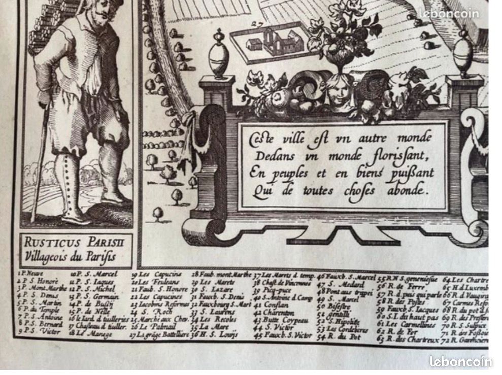 Gravure plan de Paris Visscher 1618 (image 3)