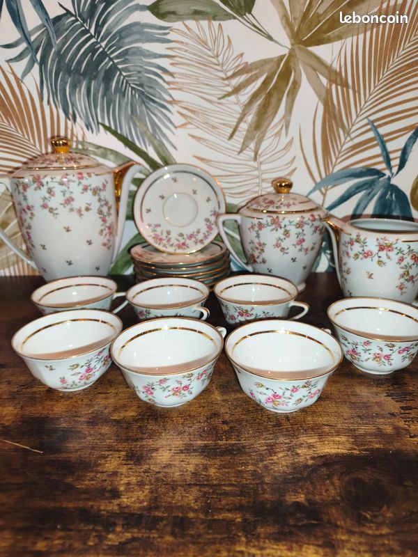 Service à thé et café ancien en porcelaine de Limoges (D.L.T.) (image 4)