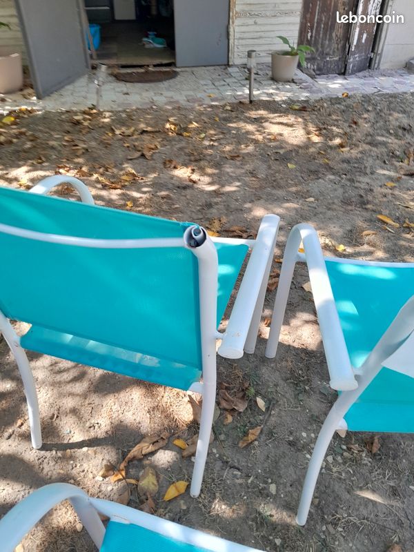 Lot de 10 chaises de jardin blanche et turquoise (image 10)
