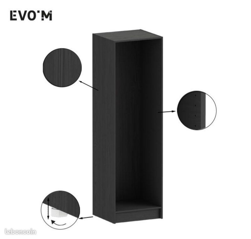Lot de 4 caissons SPACEO Evo'M Noir H.204,8 L.60 X P.54 cm (image 2)