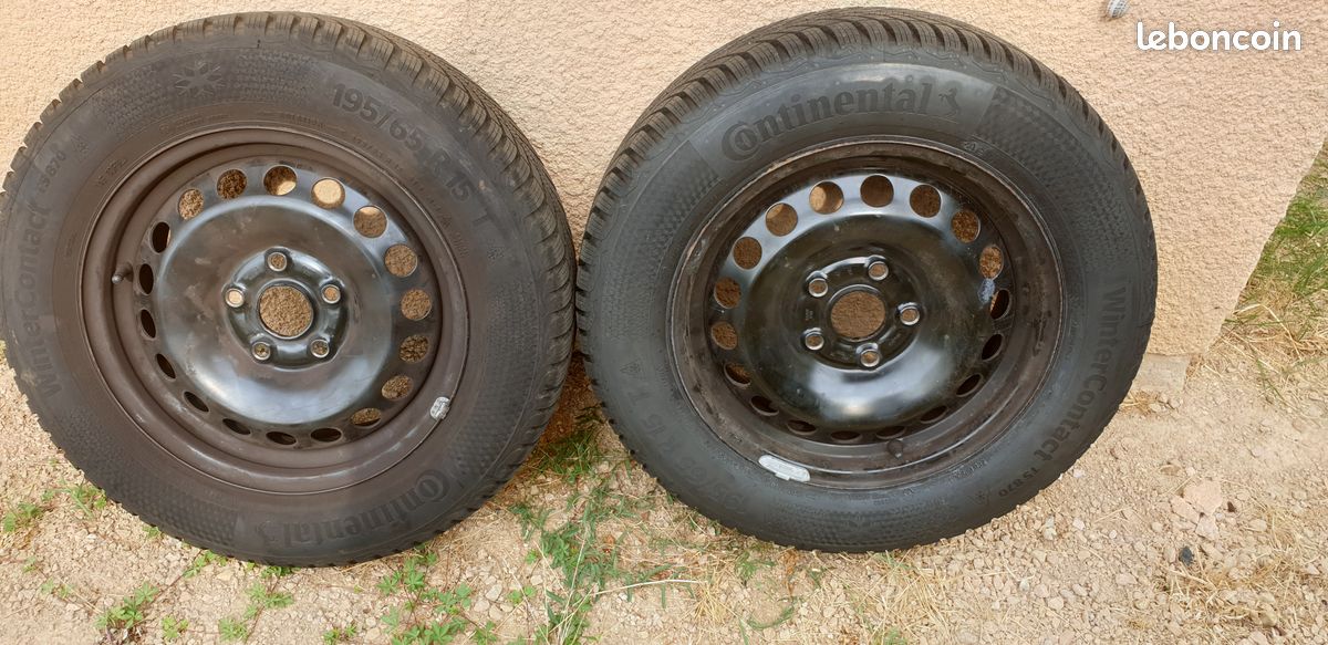 2 roues hiver 195/65 R15 91T – jantes tôle Golf 7 2013 – Continental (image 1)