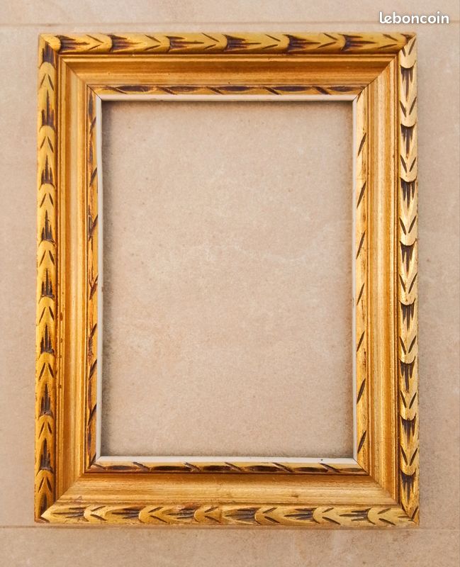 Cadre Ancien Doré En Bois Mouluré - 56,5x43 Cm (feuillure 43x30) - Belle Occasion