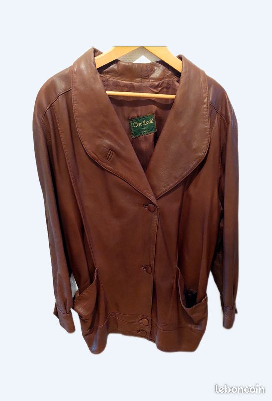 Veste cuir véritable marron New Look Vêtements