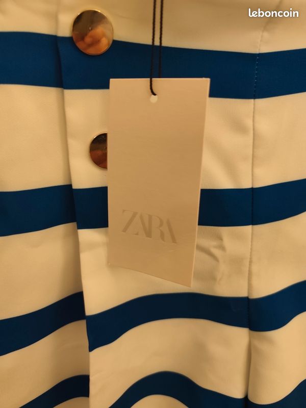 Short Habillé Bleu Marine Zara Taille XL - Neuf Avec étiquettes, 100% Coton, Style Décontracté