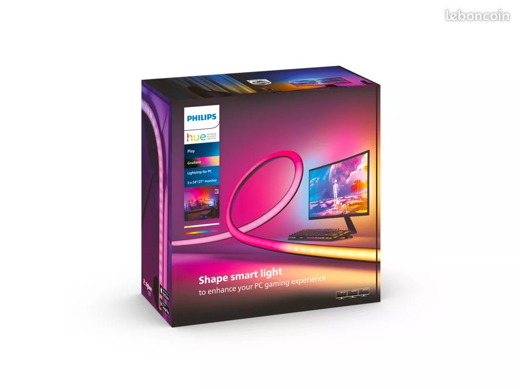 Pack de 3 Hue Play gradient lightstrip pour moniteurs PC 24-27 pouces (image 1)