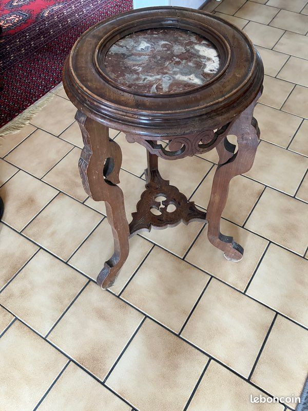 Guéridon ancien bois et marbre (image 1)