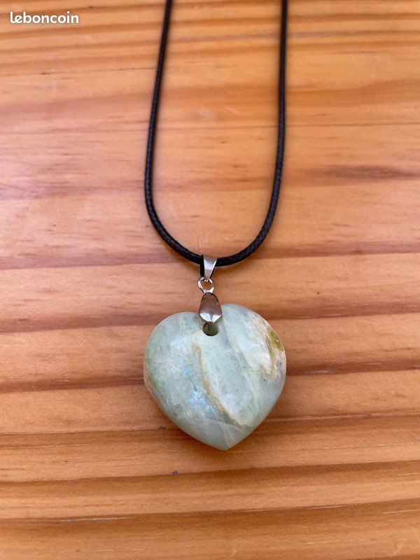 Pendentif Amazonite Naturelle - Serti Cannelé - Plaqué Argent - Fait Main En Inde - Neuf