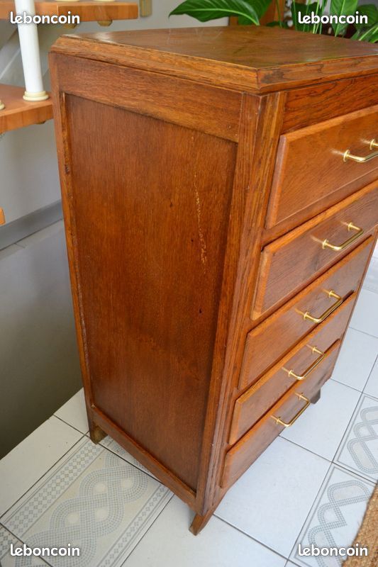 Chiffonnier vintage commode pied compas 60s chêne (image 3)