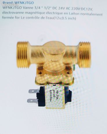Électrovanne Laiton 1/2" 220V Normally Closed – Contrôle Automatique Eau, Anti-brûlage Sec