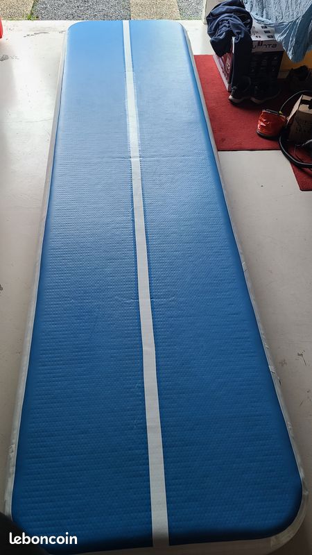 Tapis Gonflable Air Rolle Pour Gymnastique, Yoga, Tumbling - 100x80 Cm Bleu - Neuf