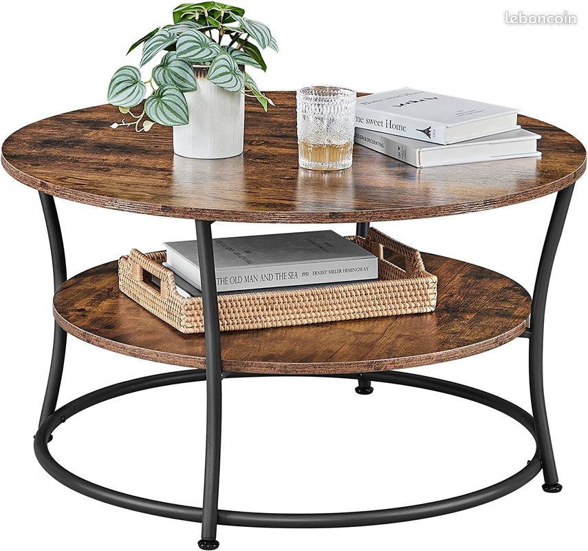 Table Basse, Table à Cocktail Ronde avec étagère (image 4)