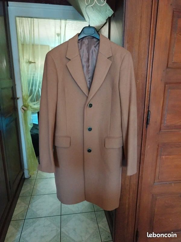 Manteau beige trench coat laine homme Mango S/36 vintage Vêtements