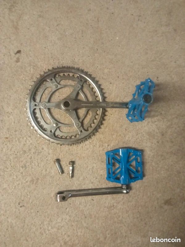 Pédalier Vintage Solida Alu – Double Plateau 52/42 Dents, Avec Pédales