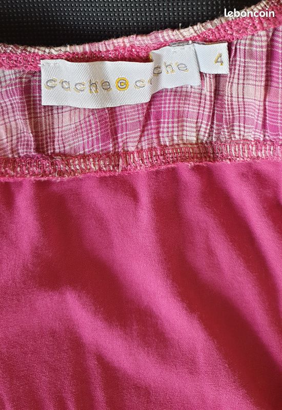 Tshirt Fuchsia Rose Tartan Cache Cache Taille 42/XL (image 7)