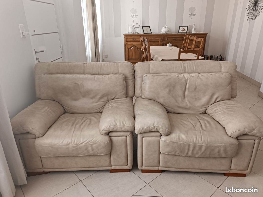Vends ensemble : canapé 3 places et 2 fauteuils (image 1)