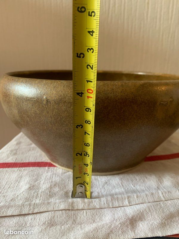 Ancien Saladier En Grès Digoin Grespots - Bol Vintage Gris, Super Pour La Déco !
