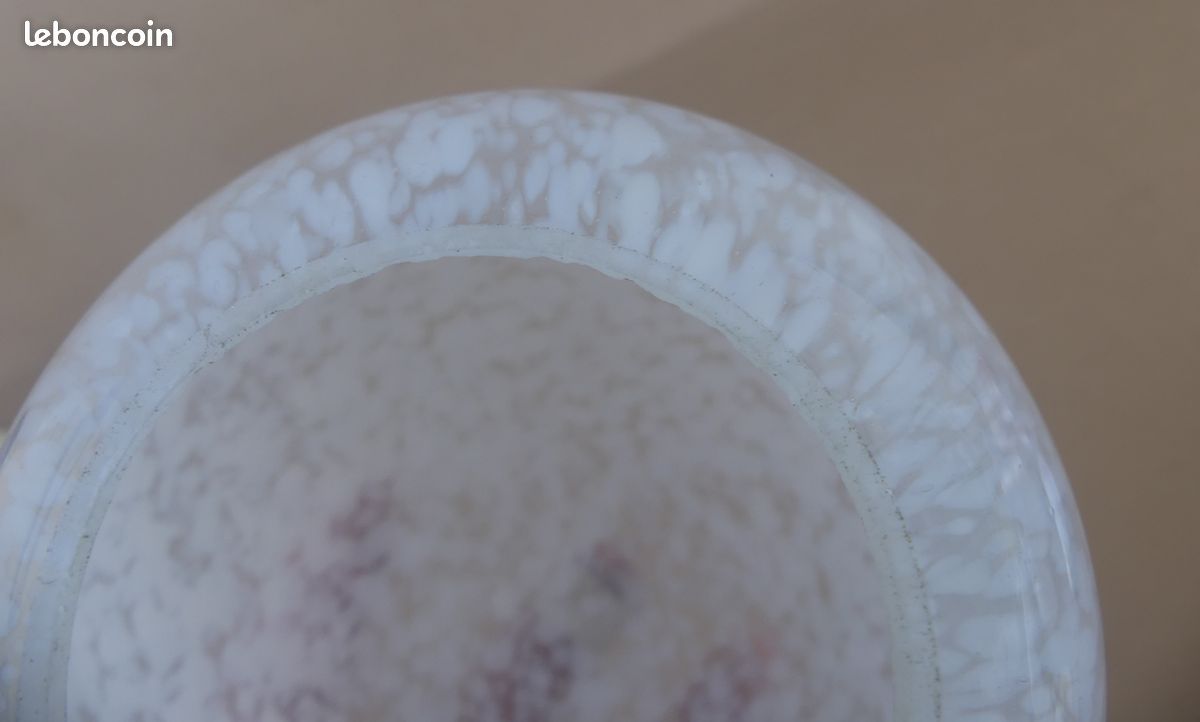 Lampe verre de Clichy bleu & boule blanche de bureau vintage luminaire ancien (image 19)
