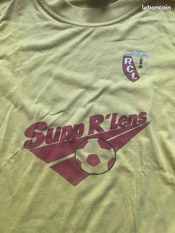 Maillot Vintage RC Lens Supporter – Jaune, Taille XL, Manches Courtes