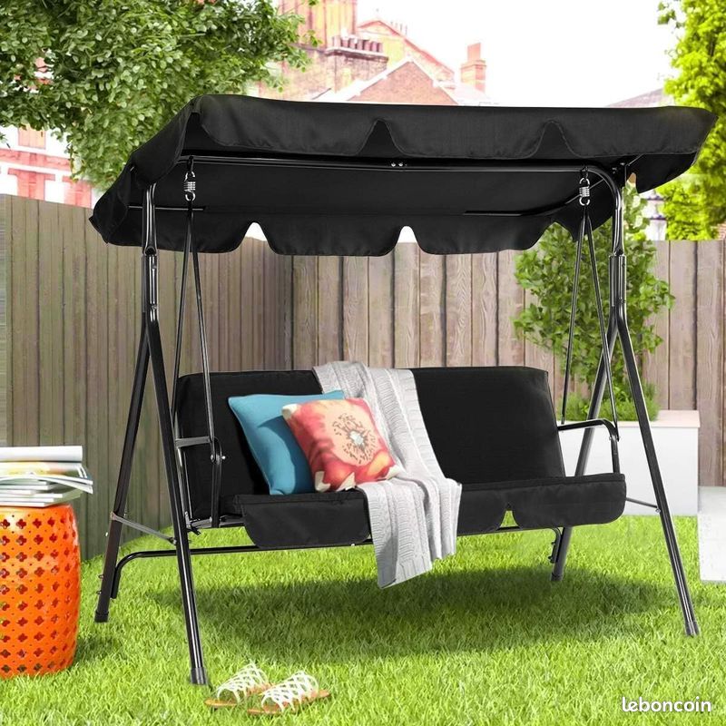 Balancelle de Jardin 3 Places (assise : 130cm) (disponible en bleu ou noir) - Balançoire ExtĂ©rieure - Neuve - Livraison comprise â â â (image 5)