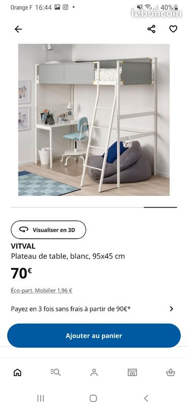 Plateau de table VITVAL (bureau blanc) (image 2)