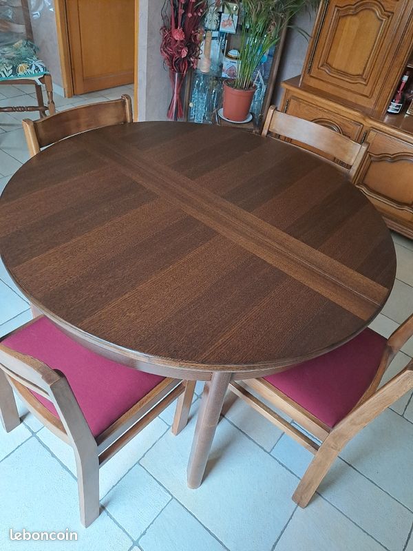 Table ronde 120 avec rallonge 6 chaises (image 1)