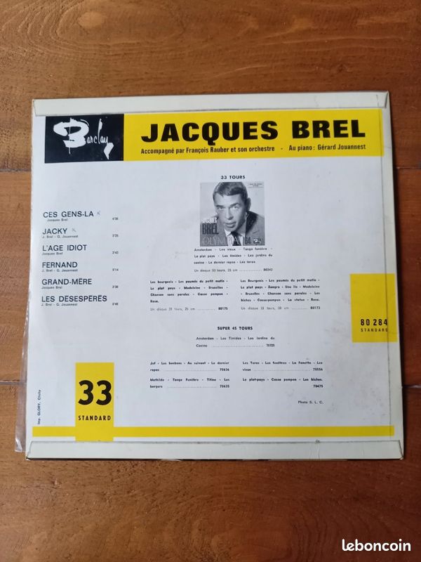 Jacques brel 33t 25cm vinyle biem label barclay 1965 (image 2)