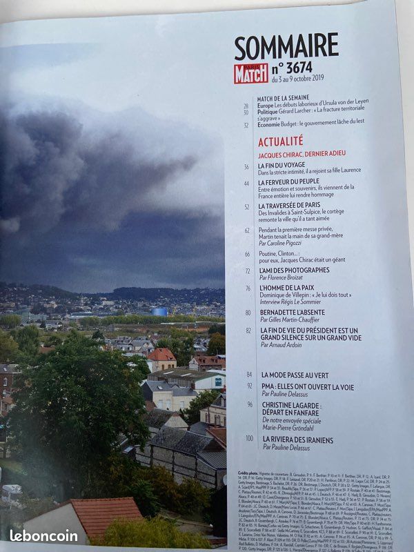 PARIS MATCH No 3674 - JACQUES CHIRAC DERNIER ADIEU (image 2)