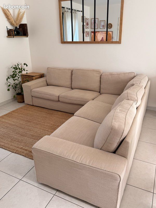 Photo 2 de Canapé d’angle IKEA KIVIK 5 places – Beige clair Tresund entièrement déhoussable