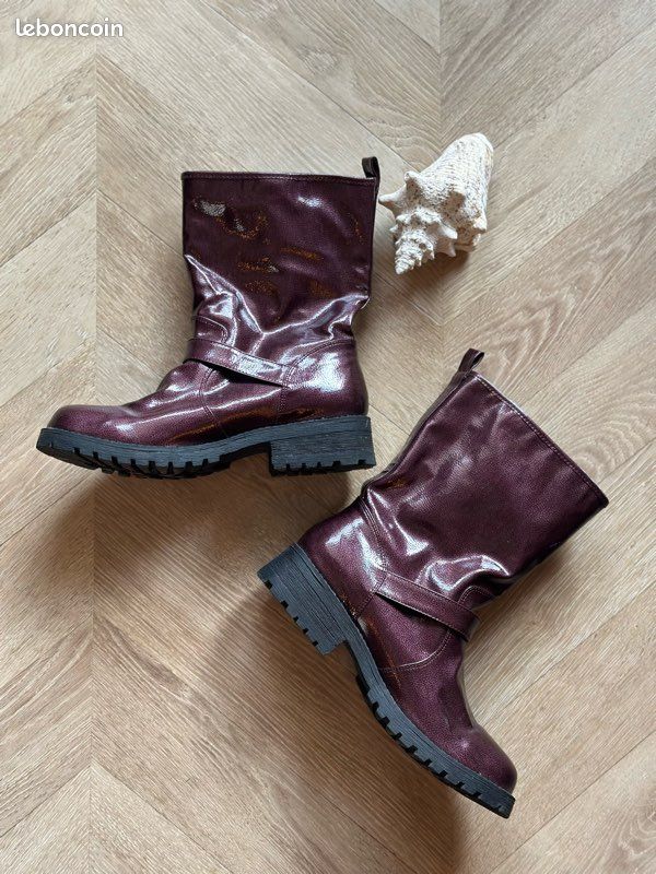 Boots biker bordeaux métallisé – Mellow Yellow – taille 39 (image 6)