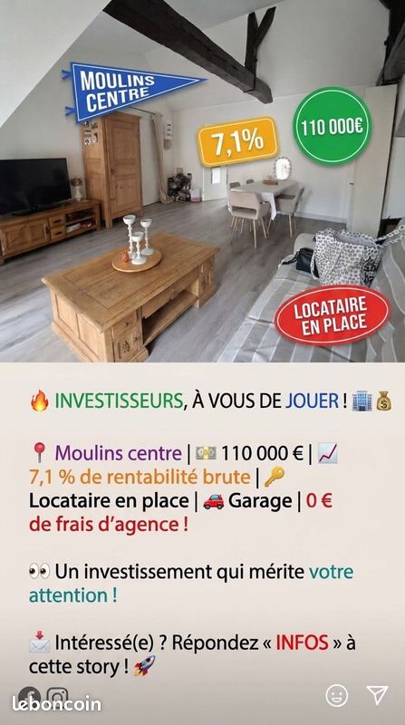 Appartement 5 pièces 89 m² · à Moulins · 89,2 m² · 110 000 €