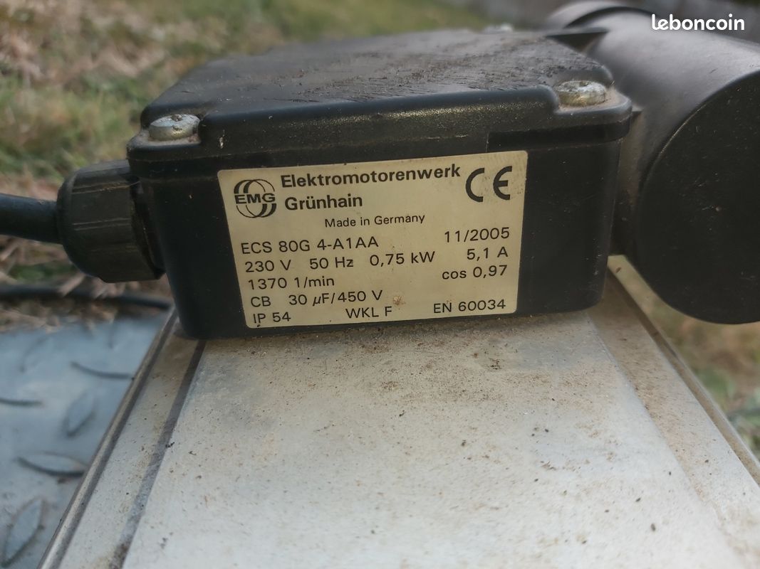 Moteur monophasé 1ch 0,75Kw 1370tr/mn (image 2)