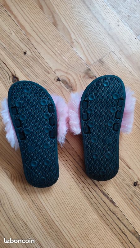 Pantoufles Claquette Couleur Pantoufles Sandales Claquettes Fourrure Rose  Chaussures