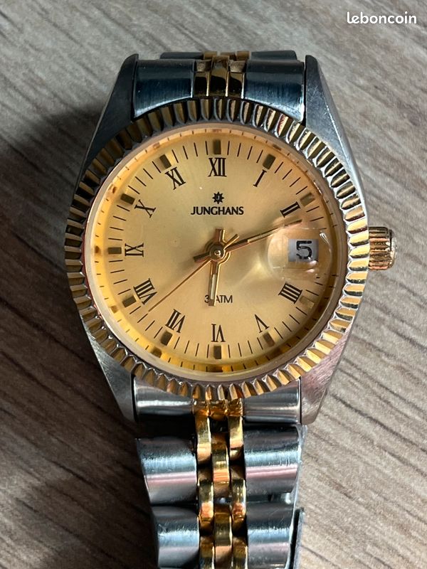 Montre Junghans Vintage Quartz Argent/doré Des Années 90 — Pile Neuve, Très Bon état