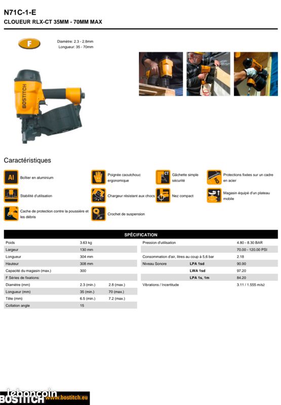 Cloueur pneumatique Bostitch (image 5)