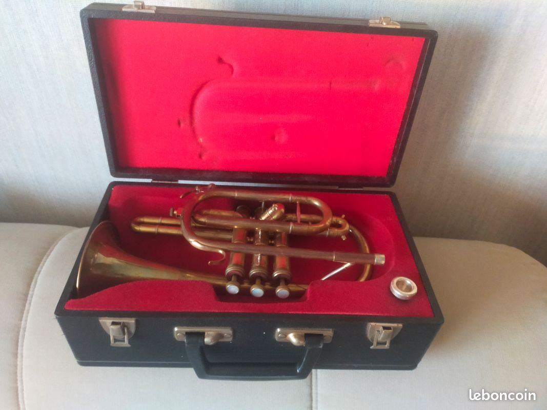 Cornet À Pistons ancien dans son jus ! H 40 Cm Cornet À Pistons ancien dans son jus ! H 40 Cm