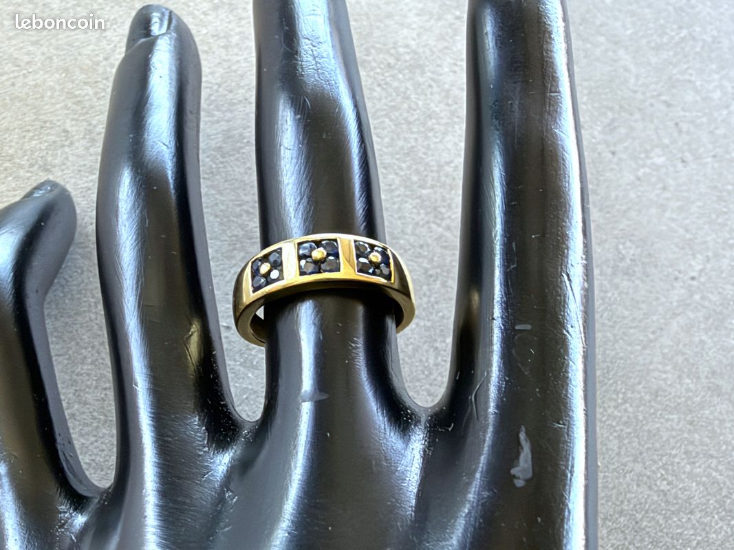 Belle bague en or massif 18 carats et saphirs bleus - taille 51 (image 2)