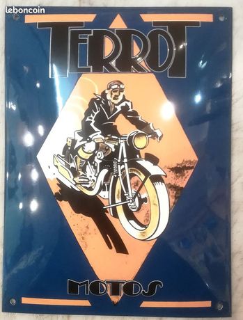 PLAQUE ÉMAILLÉE BOMBÉE TERROT motos et cycles enamel sign emaischild EUR 75,00 - FR