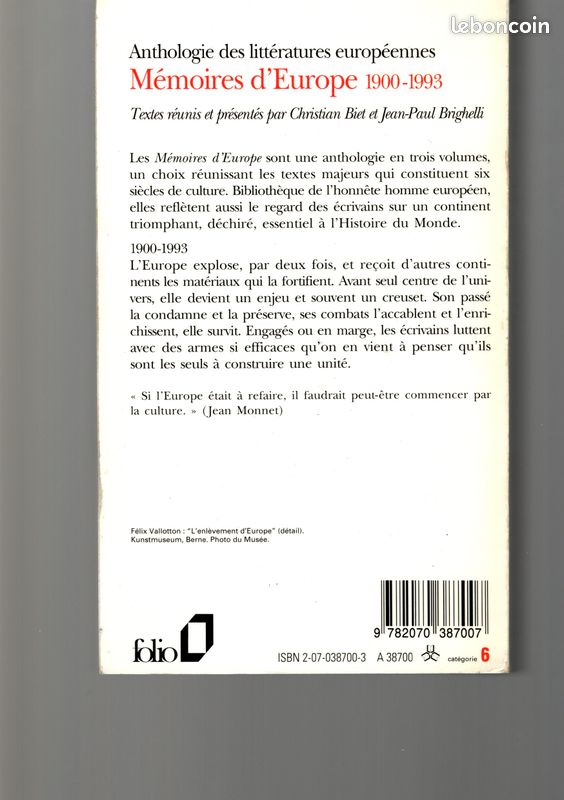 Anthologie Mémoires d'Europe Tomes 1, 2 et 3 (image 6)