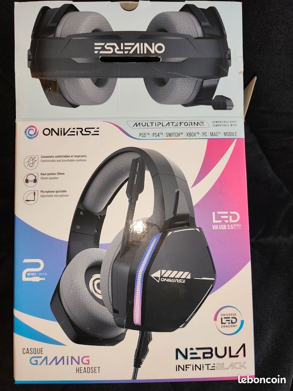 Casque Gamer ONIVERSE Nebula Infinite Black – Filaire – Noir – Neuf